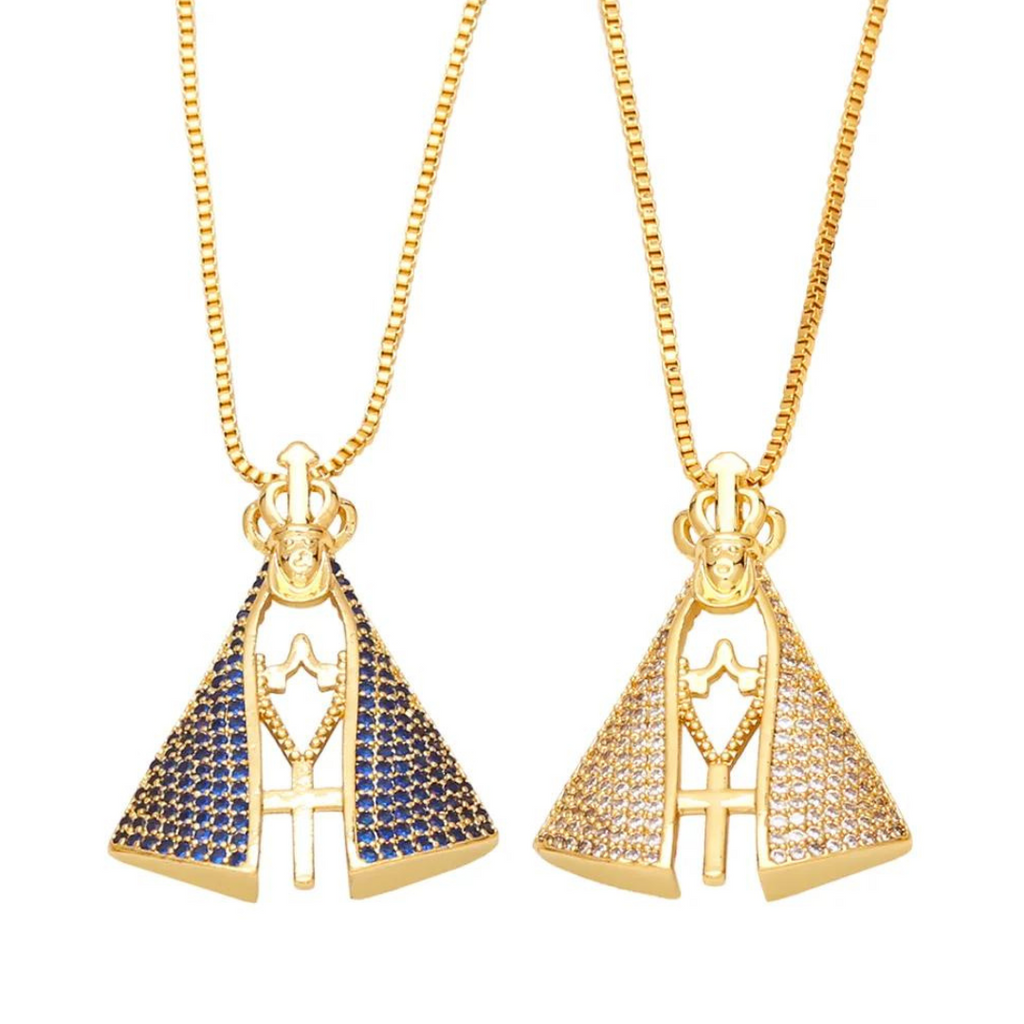 Colar Nossa Senhora Aparecida com Manto de Zircônia