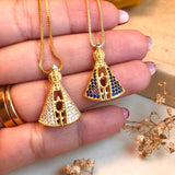 Colar Nossa Senhora Aparecida com Manto de Zircônia